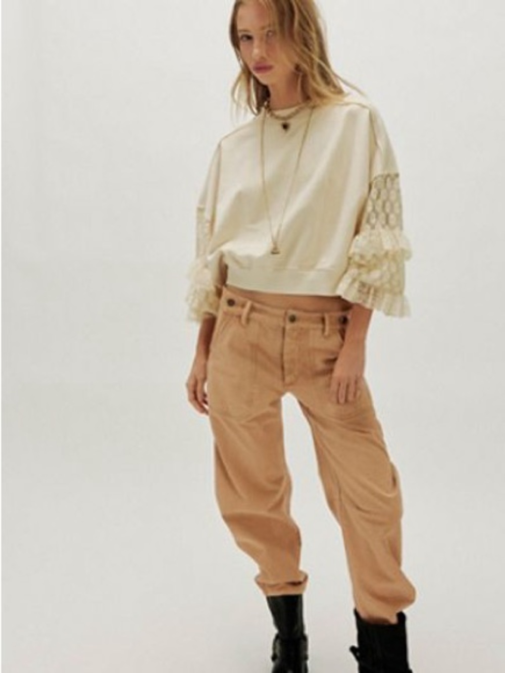 Nwot Free People Gaia lace crewneck